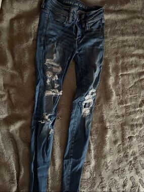 American Eagle Outfitters Men’s Ripped Skinny Jeans - Dark Blue